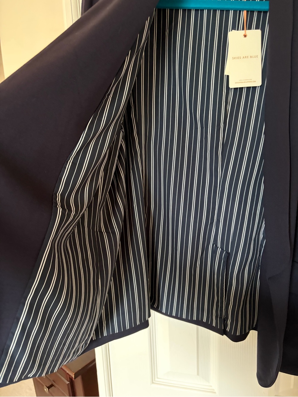 Skies Are Blue Navy Open-Front Shawl Collar Blazer - Picture 3 of 5